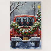 Black Cat Christmas Red Truck Holiday Puzzle (Vertikal)