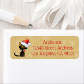 Black Cat Christmas Return Address Label (Insitu)