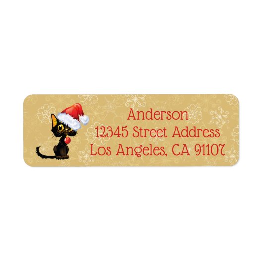 Black Cat Christmas Return Address Label (Vorne)