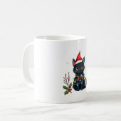 Black Cat Christmas Santa Hat Funny Meowy Cat T-Sh Kaffeetasse (Vorderseite Links)