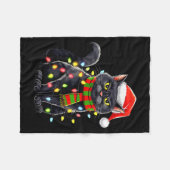 Black Cat Christmas Santa Hat Funny Meowy Cats Wom Fleecedecke (Vorderseite (Horizontal))