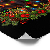 Black Cat Christmas Santa Hat Funny Meowy Cats Wom Poster (Ecke)
