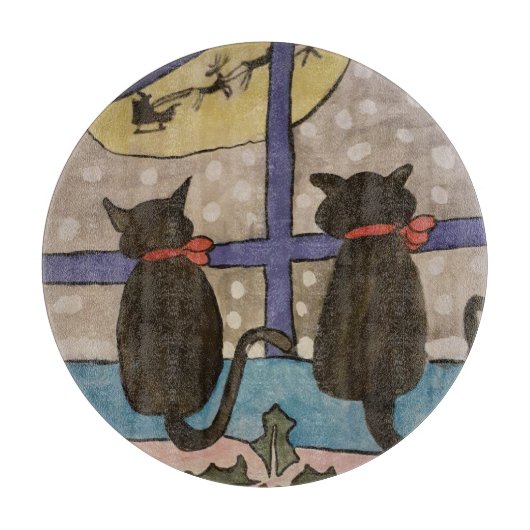 Black Cat Christmas Schneidebrett (Vorderseite)