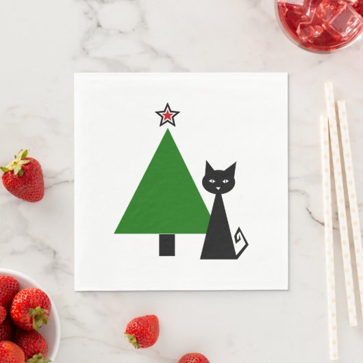 Black Cat Christmas Serviette (Beispiel)