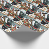 Black Cat Christmas Snow Holiday Geschenkpapier (Ecke)