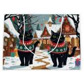 Black Cat Christmas Snow Holiday Große Geschenktüte (Vorderseite)