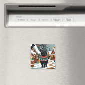 Black Cat Christmas Snow Holiday Magnet (In Situ (Geschirrspüler))