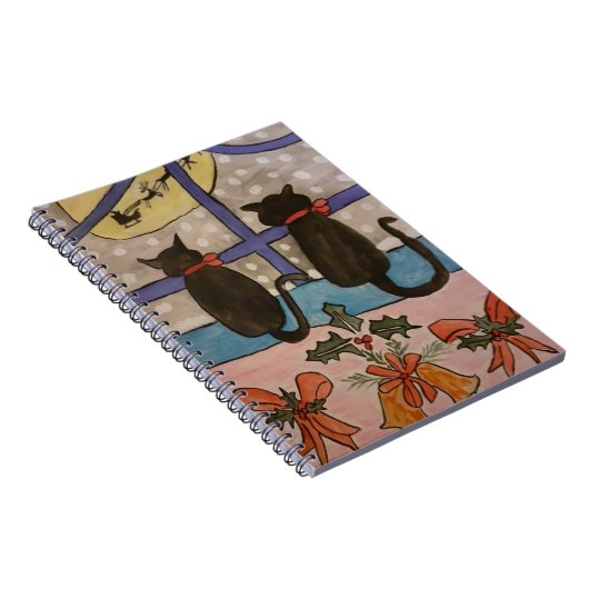 Black Cat Christmas Spiral Notebook Notizblock (Rechte Seite)