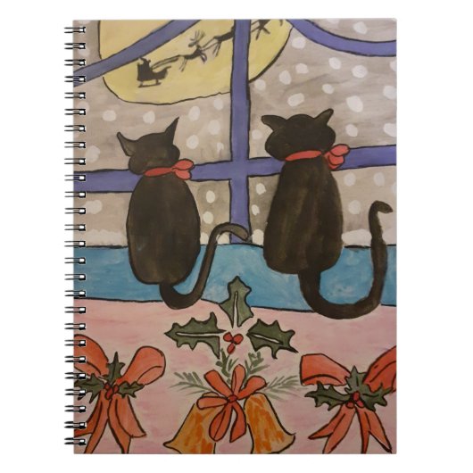 Black Cat Christmas Spiral Notebook Notizblock (Vorderseite)