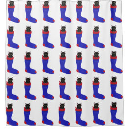 Black Cat Christmas Strumpf Duschvorhänge Duschvorhang