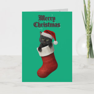 Black Cat Christmas Strumpf Karte
