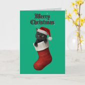 Black Cat Christmas Strumpf Karte (Gelbe Blume)