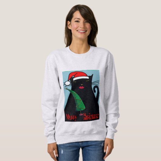 Black Cat Christmas Sweatshirt (Vorne ganz)