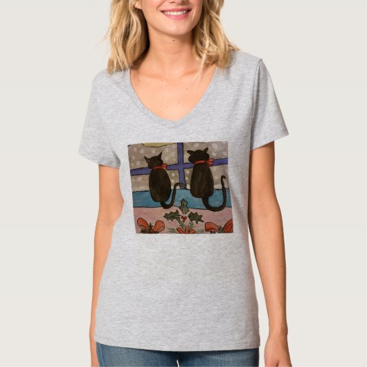 Black Cat Christmas T-Shirt (Vorderseite)