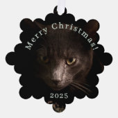 Black Cat Christmas Tag und Ornament Karte (Vorderseite)