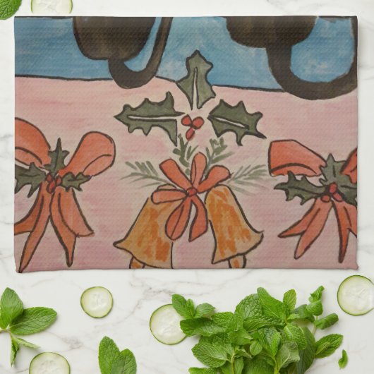 Black Cat Christmas Tee Handtuch (Gefaltet)