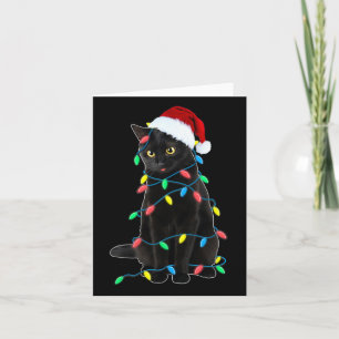 Black Cat Christmas Tree Lights Fun Santa Kitten L Karte