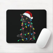 Black Cat Christmas Tree Lights Fun Santa Kitten L Mousepad (Mit Mouse)