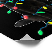 Black Cat Christmas Tree Lights Fun Santa Kitten L Poster (Ecke)