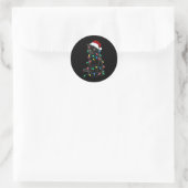Black Cat Christmas Tree Lights Fun Santa Kitten L Runder Aufkleber (Tasche)