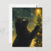 Black Cat Christmas Tree Postkarte (Vorne/Hinten)