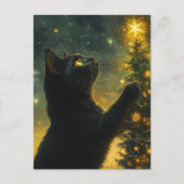 Black Cat Christmas Tree Postkarte (Vorderseite)