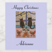 Black Cat Christmas Wine Labels Weinetikett (Einzelnes Label)