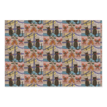 Black Cat Christmas Wrapping Paper Set