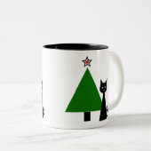 Black Cat Christmas Zweifarbige Tasse (VorderseiteRechts)