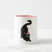 Black Cat Christmas Zweifarbige Tasse (Mittel)