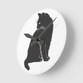 Black Cat Clock Runde Wanduhr (Winkel)