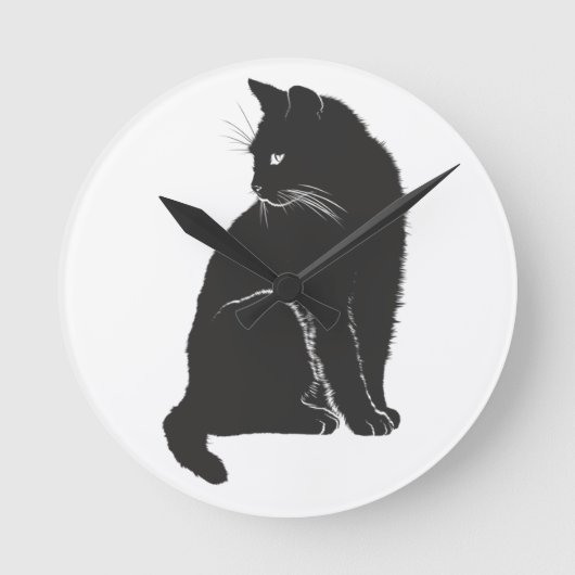 Black Cat Clock Runde Wanduhr (Vorderseite)