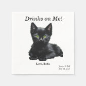Black Cat Cocktail Napkin Serviette (Vorderseite)