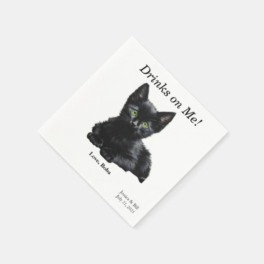 Black Cat Cocktail Napkin Serviette (Ecke)