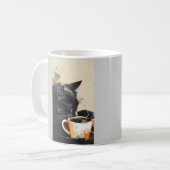 Black Cat Coffee Art Tasse - Einzigartiges Haustie (Vorderseite Links)