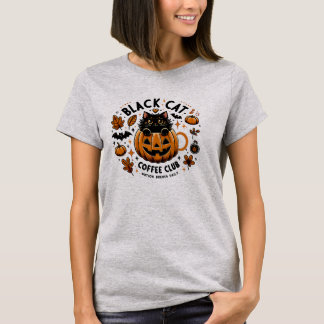 Black Cat Coffee Club Halloween Women's T - Shirt 