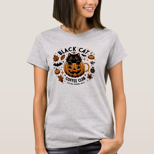 Black Cat Coffee Club Halloween Women's T - Shirt  (Vorderseite)