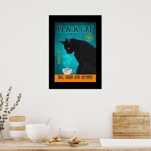 Black Cat Coffee Company Leinwand Poster (Küche)