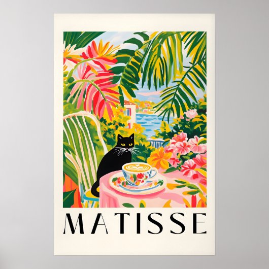 Black Cat Coffee Print Henri Matisse Style Kitchen Poster (Vorne)