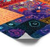 Black Cat Colorful and Whimsical Artwork, Poster (Ecke)