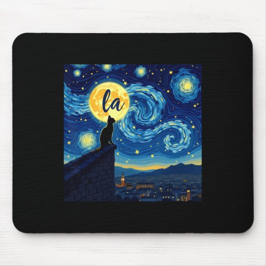 Black Cat Comma La Kamala Harris Halloween Starry Mousepad (Vorne)