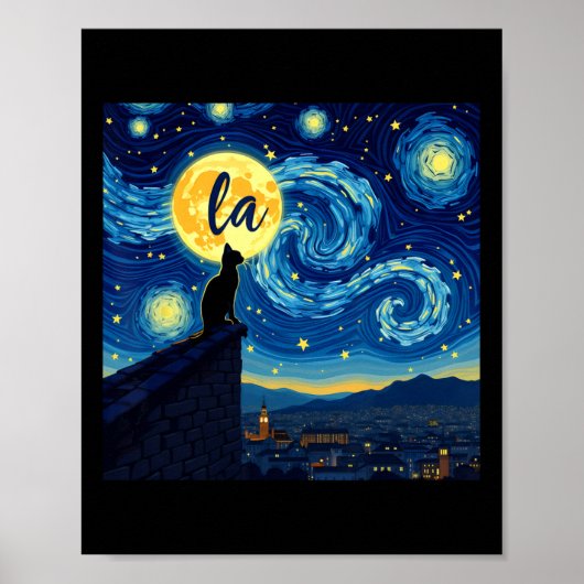 Black Cat Comma La Kamala Harris Halloween Starry Poster (Vorne)