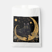 Black Cat Crescent Moon Blume Happy Halloween Geschenktütchen (Vorderseite)