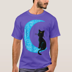 Black Cat Crescent Moon Sailor Mom  T-Shirt