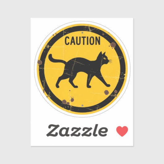 Black Cat Crossing - Halloween-Vorsichtszeichen Aufkleber (Blatt)