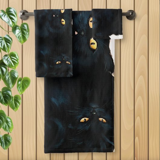 Black Cat Cuddle Badhandtuch Set