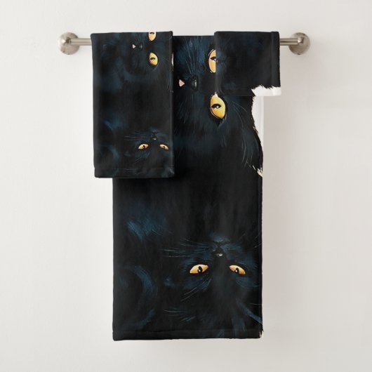 Black Cat Cuddle Badhandtuch Set (Insitu)