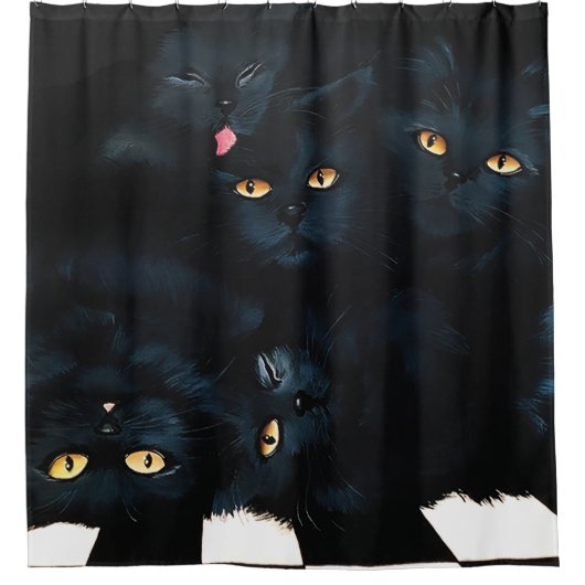 Black Cat Cuddle Duschvorhang (Vorderseite)