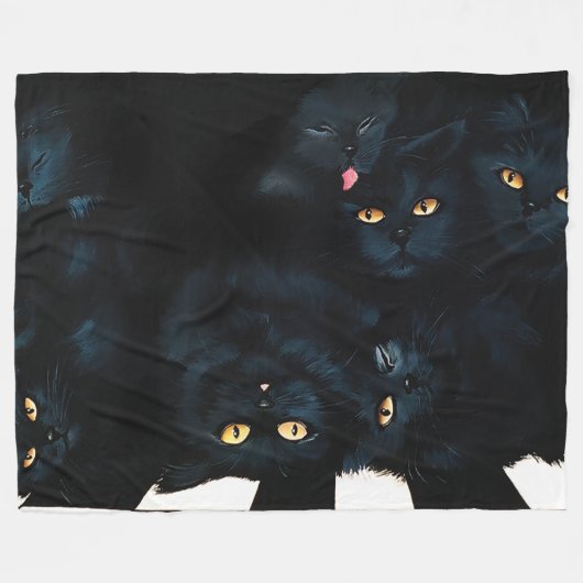 Black Cat Cuddle Fleecedecke (Vorderseite (Horizontal))