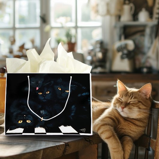 Black Cat Cuddle Große Geschenktüte